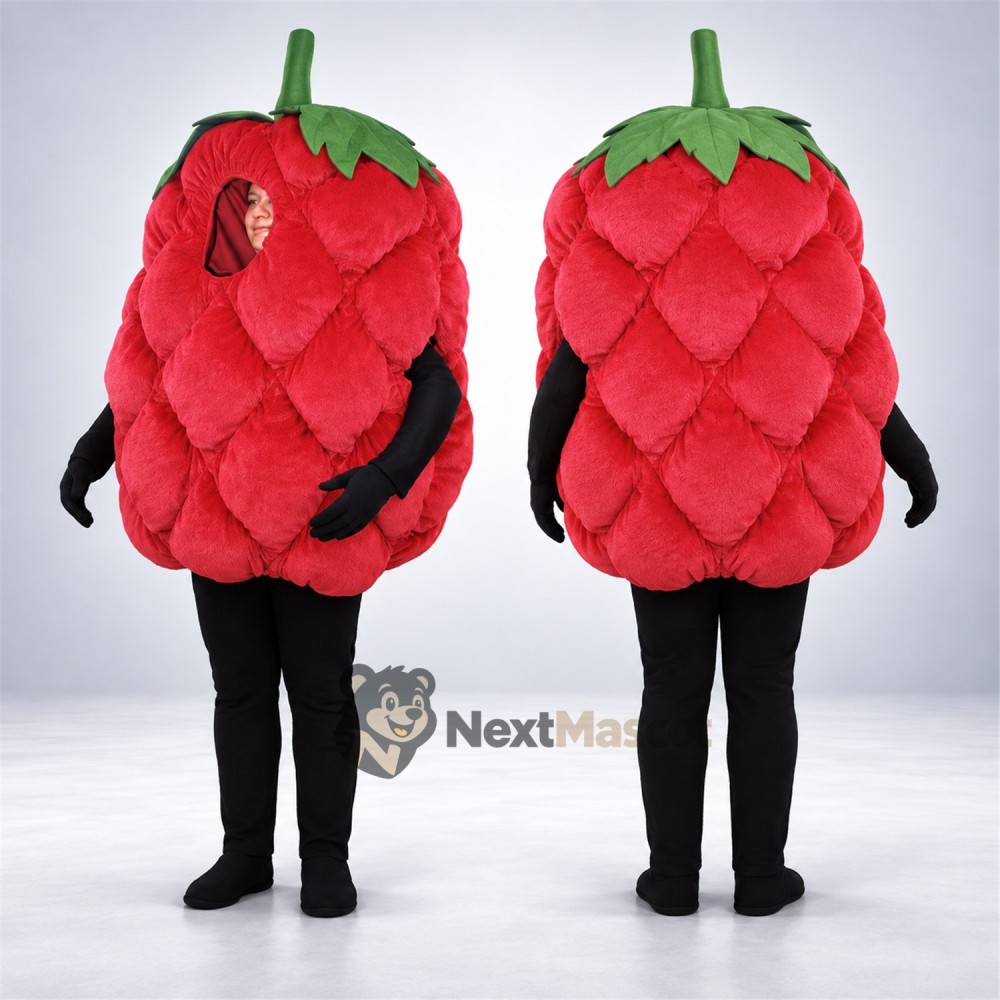 Raspberry Mascot Costume - Red, Black Arms and Legs Raspberry Mascot Costume - Red, Black Arms and Legs