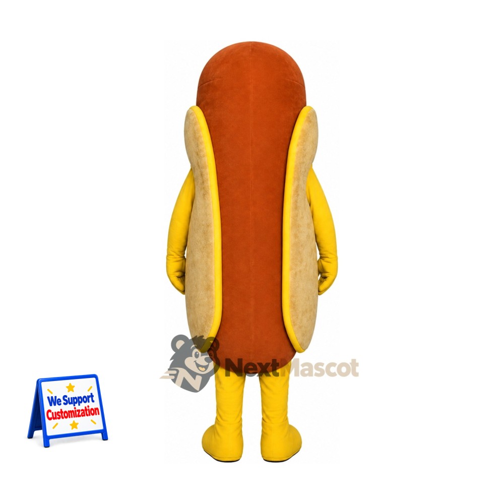 Hot Dog Mascot Costume - Yellow Arms and Legs for Food Festivals Hot Dog Mascot Costume - Yellow Arms and Legs for Food Festivals