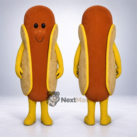 Hot Dog Mascot Costume - Yellow Arms and Legs for Food Festivals Hot Dog Mascot Costume - Yellow Arms and Legs for Food Festivals