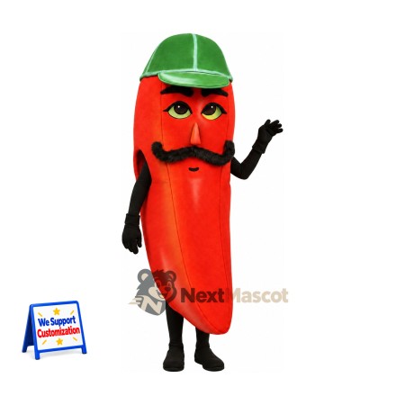 Chili Pepper Mascot Costume - Green Cap Chili Pepper Mascot Costume - Green Cap