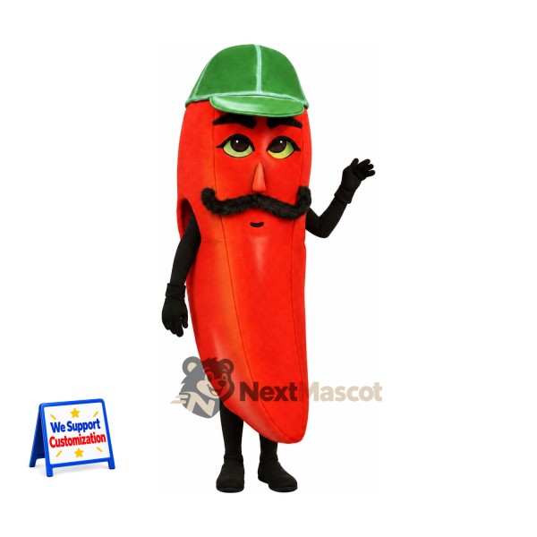 Chili Pepper Mascot Costume - Green Cap