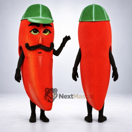 Chili Pepper Mascot Costume - Green Cap Chili Pepper Mascot Costume - Green Cap