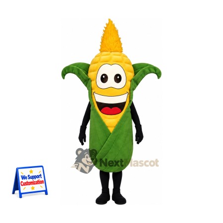 Corn Mascot Costume - Green Husk and Black Legs for Food Festivals Corn Mascot Costume - Green Husk and Black Legs for Food Festivals