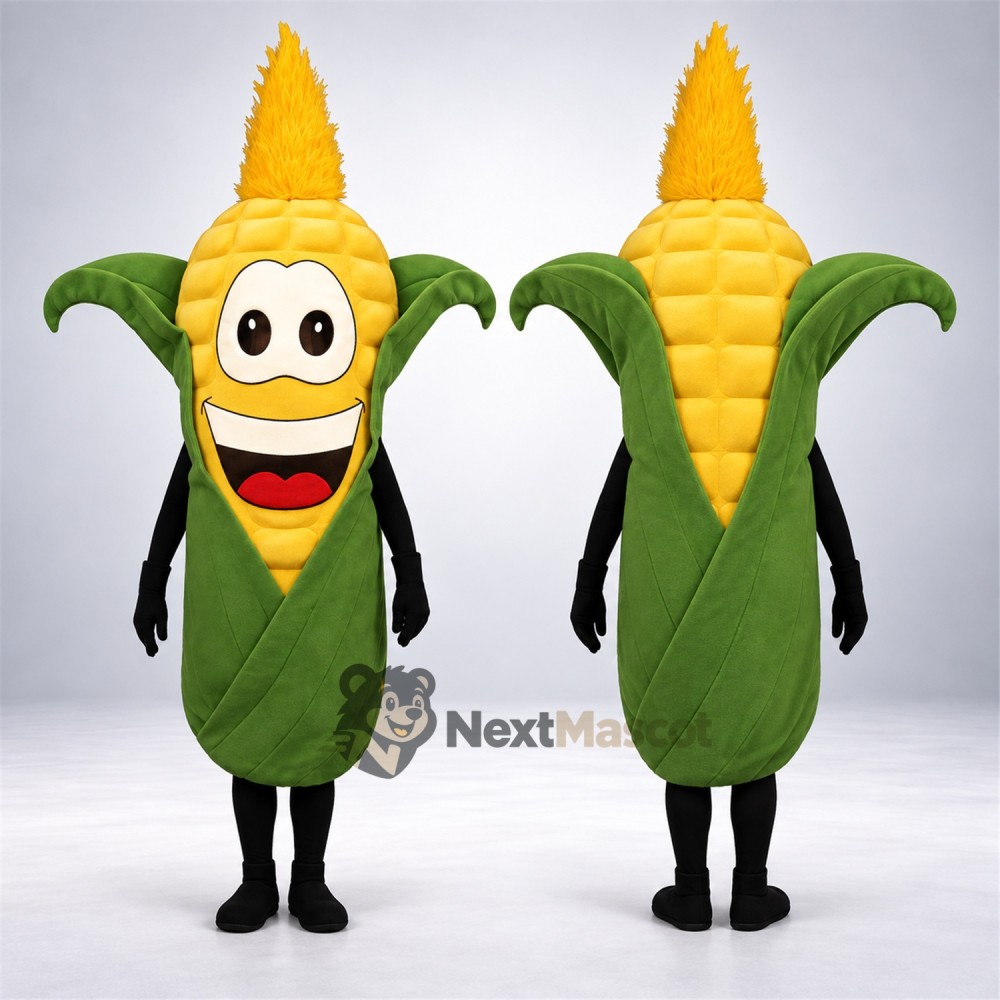 Corn Mascot Costume - Green Husk and Black Legs for Food Festivals Corn Mascot Costume - Green Husk and Black Legs for Food Festivals