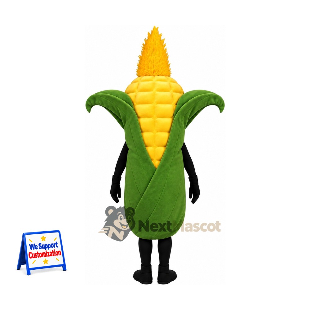 Corn Mascot Costume - Green Husk and Black Legs for Food Festivals Corn Mascot Costume - Green Husk and Black Legs for Food Festivals
