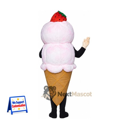 Ice Cream Cone Mascot Costume - Pink, Strawberry Top Ice Cream Cone Mascot Costume - Pink, Strawberry Top