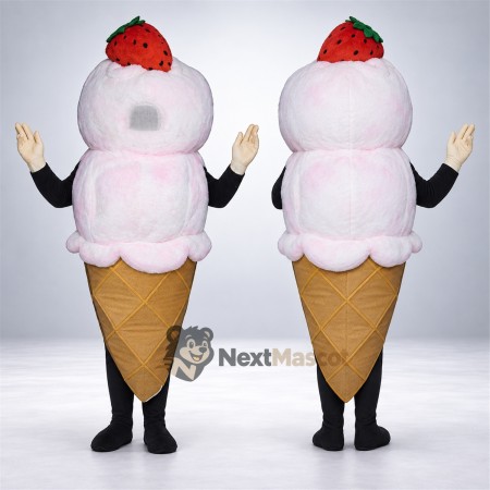 Ice Cream Cone Mascot Costume - Pink, Strawberry Top Ice Cream Cone Mascot Costume - Pink, Strawberry Top