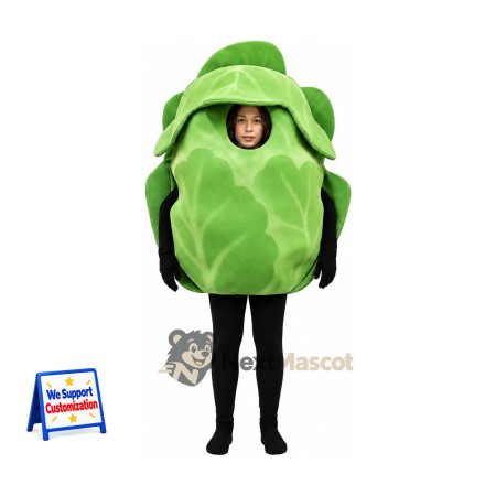 Cabbage Mascot Costume - Green, Open Face