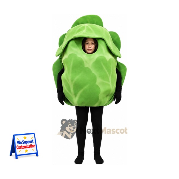 Cabbage Mascot Costume - Green, Open Face