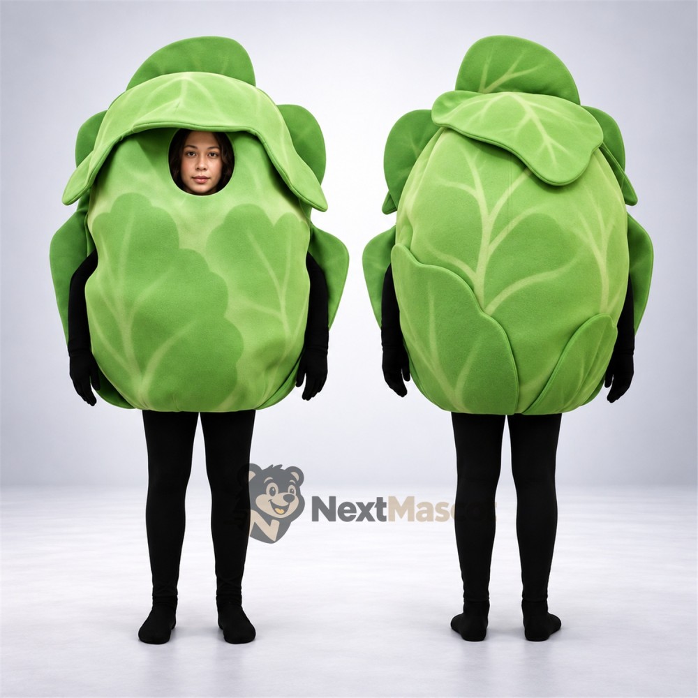 Cabbage Mascot Costume - Green, Open Face