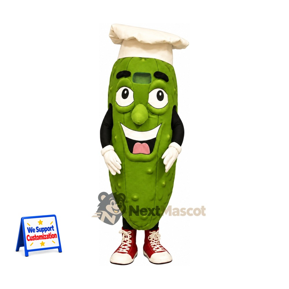 Pickle Mascot Costume - Chef Style for Restaurant Events Pickle Mascot Costume - Chef Style for Restaurant Events