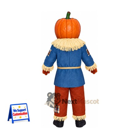 Pumpkin Scarecrow Mascot Costume - Blue Coat for Parades Pumpkin Scarecrow Mascot Costume - Blue Coat for Parades