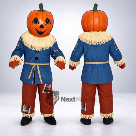 Pumpkin Scarecrow Mascot Costume - Blue Coat for Parades Pumpkin Scarecrow Mascot Costume - Blue Coat for Parades