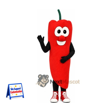 Chili Pepper Mascot Costume - Red, Red Sneakers Chili Pepper Mascot Costume - Red, Red Sneakers