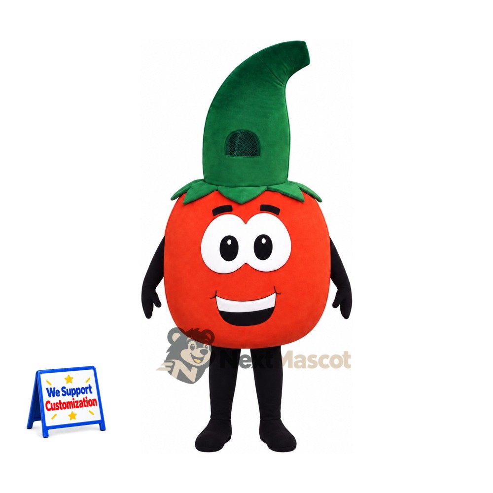 Tomato Mascot Costume - Tall Green Stem Tomato Mascot Costume - Tall Green Stem