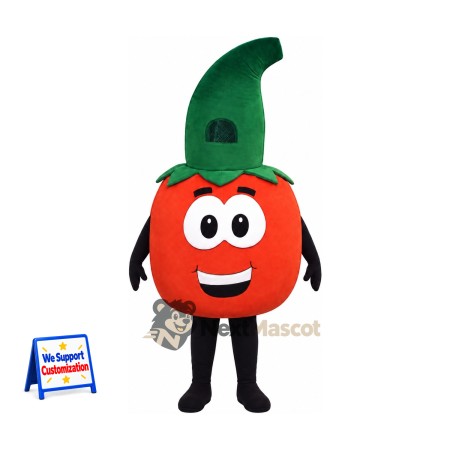 Tomato Mascot Costume - Tall Green Stem Tomato Mascot Costume - Tall Green Stem
