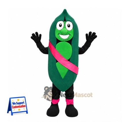 Pea Pod Mascot Costume - Pink Sash Pea Pod Mascot Costume - Pink Sash