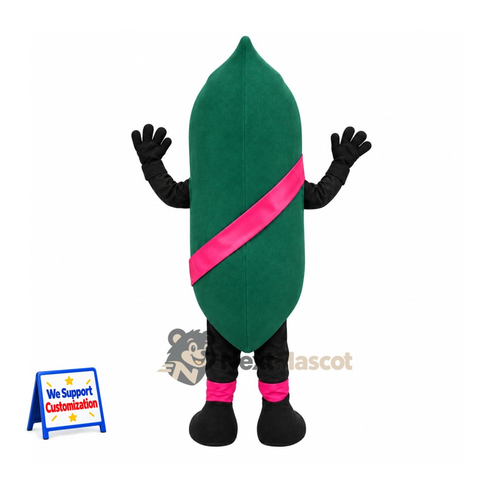 Pea Pod Mascot Costume - Pink Sash Pea Pod Mascot Costume - Pink Sash