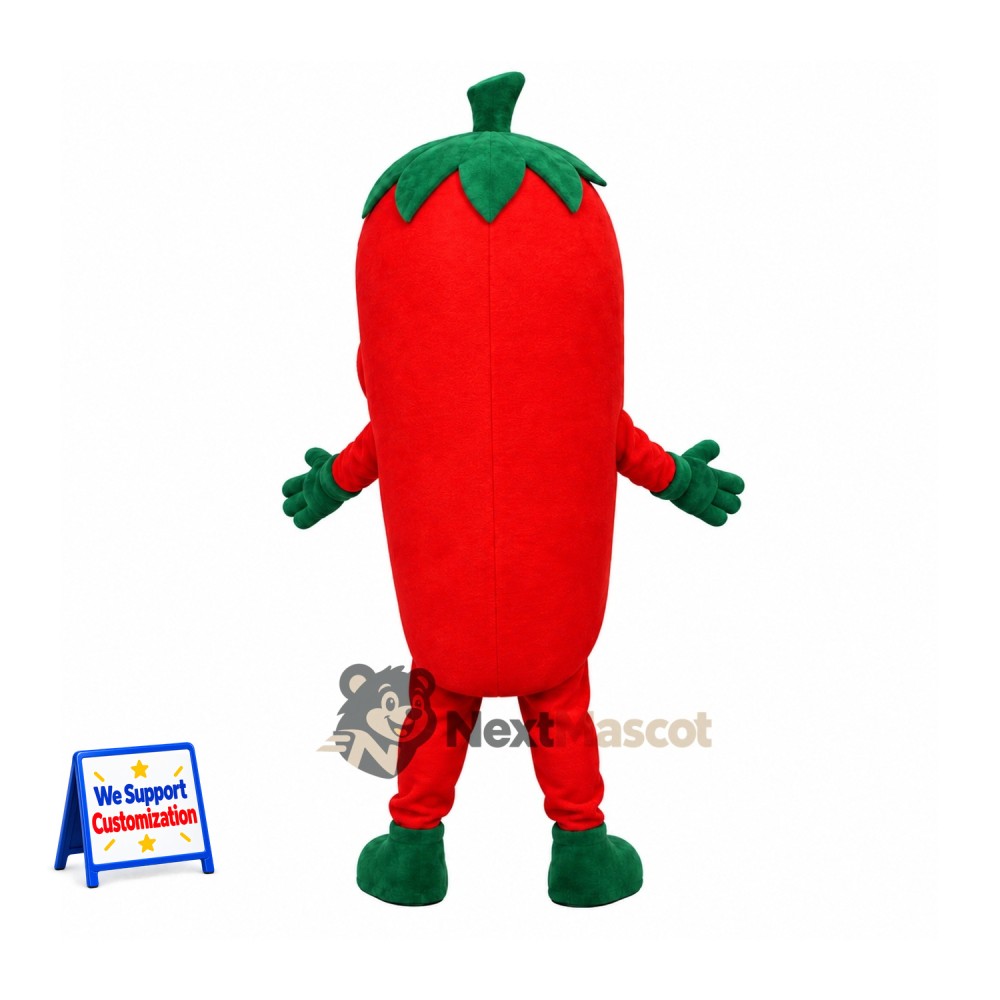 Bell Pepper Mascot Costume - Red, Green Gloves and Shoes Bell Pepper Mascot Costume - Red, Green Gloves and Shoes