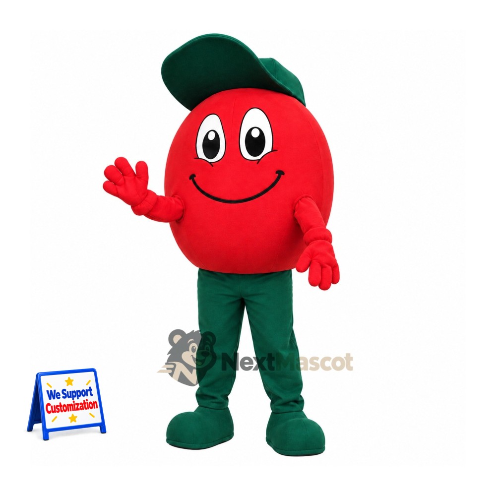 Tomato Mascot Costume - Green Cap Tomato Mascot Costume - Green Cap