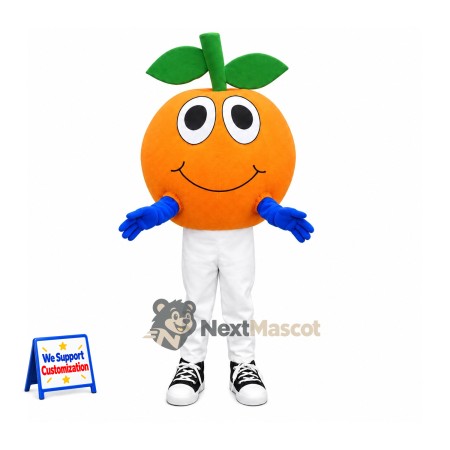 Orange Mascot Costume - White Pants and Blue Gloves Orange Mascot Costume - White Pants and Blue Gloves