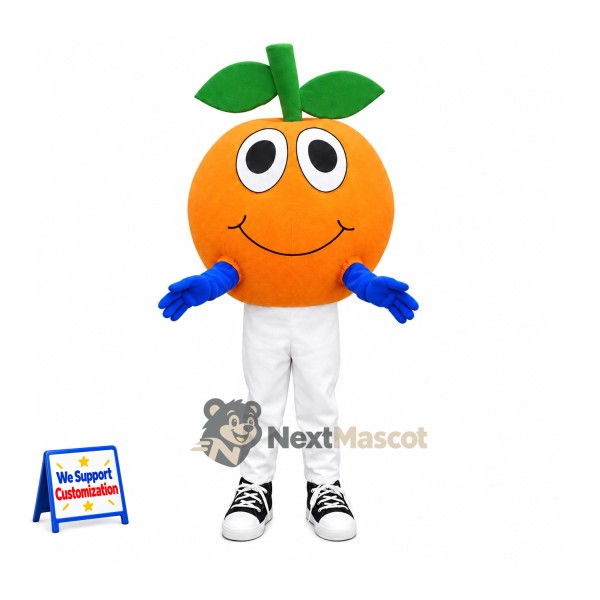 Orange Mascot Costume - White Pants and Blue Gloves