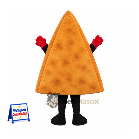 Pizza Slice Mascot Costume - Red Gloves and Colorful Toppings Pizza Slice Mascot Costume - Red Gloves and Colorful Toppings