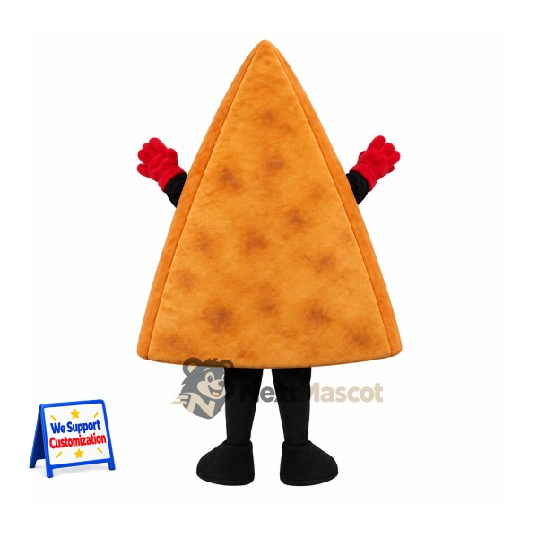 Pizza Slice Mascot Costume - Red Gloves and Colorful Toppings Pizza Slice Mascot Costume - Red Gloves and Colorful Toppings