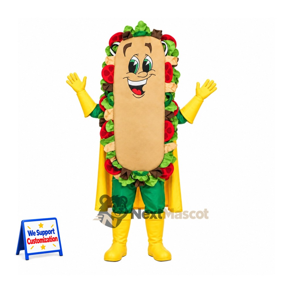 Sandwich Mascot Costume - Superhero Style for Food Festivals Sandwich Mascot Costume - Superhero Style for Food Festivals