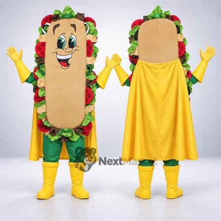 Sandwich Mascot Costume - Superhero Style for Food Festivals Sandwich Mascot Costume - Superhero Style for Food Festivals