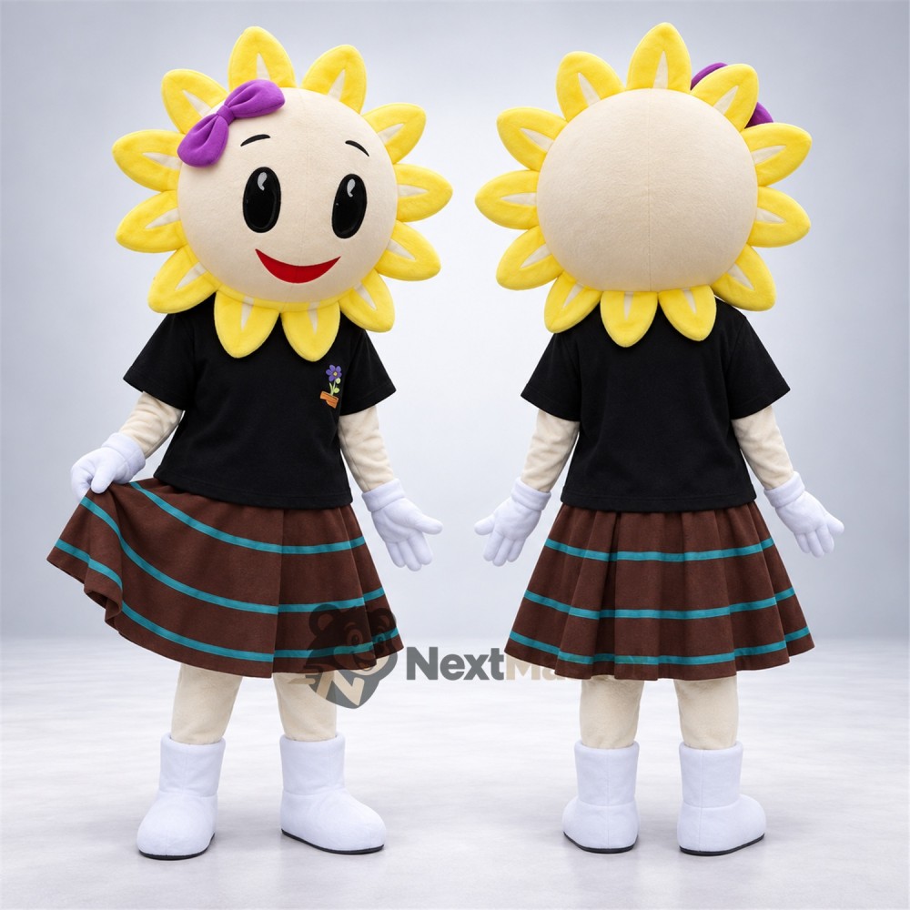 Sunflower Mascot Costume - Plaid Skirt Sunflower Mascot Costume - Plaid Skirt