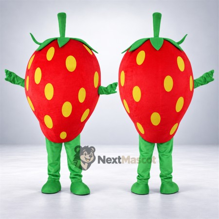 Strawberry Mascot Costume - Yellow Seeds and Green Legs for Food Fairs Strawberry Mascot Costume - Yellow Seeds and Green Legs for Food Fairs