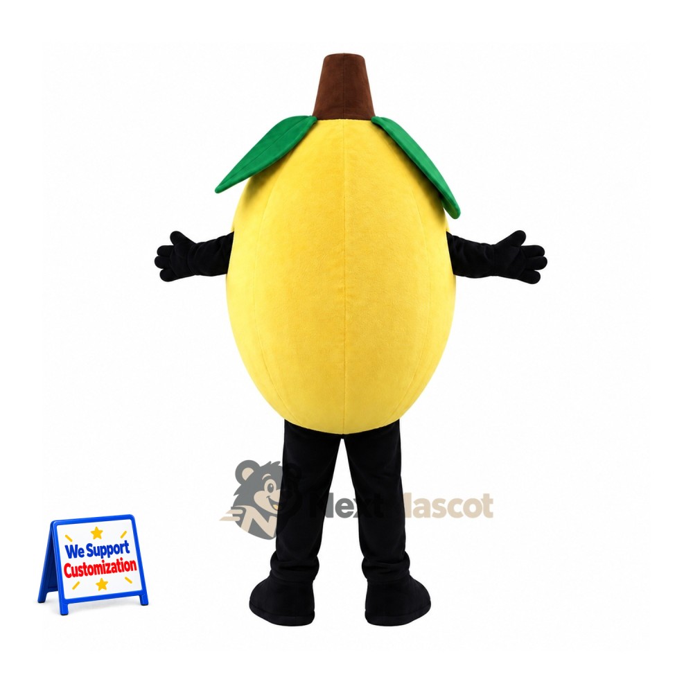 Mango Mascot Costume - Yellow, Black Arms and Legs for Food Festivals Mango Mascot Costume - Yellow, Black Arms and Legs for Food Festivals