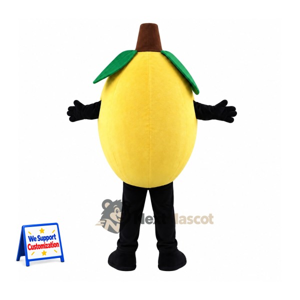 Mango Mascot Costume - Yellow, Black Arms and Legs for Food Festivals Mango Mascot Costume - Yellow, Black Arms and Legs for Food Festivals