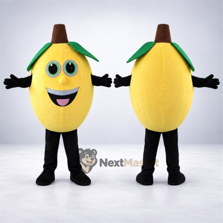 Mango Mascot Costume - Yellow, Black Arms and Legs for Food Festivals Mango Mascot Costume - Yellow, Black Arms and Legs for Food Festivals