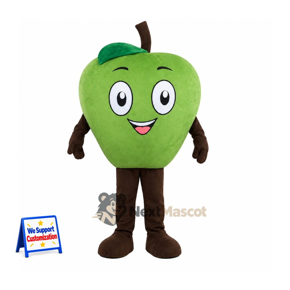 Apple Mascot Costume - Green, Brown Arms and Legs