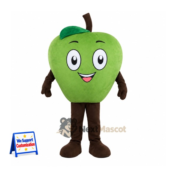 Apple Mascot Costume - Green, Brown Arms and Legs