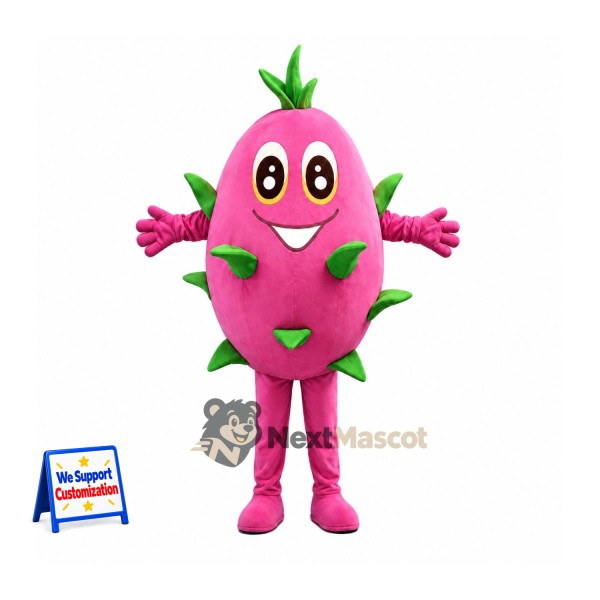 Dragon Fruit Mascot Costume - Pink, Small Smile