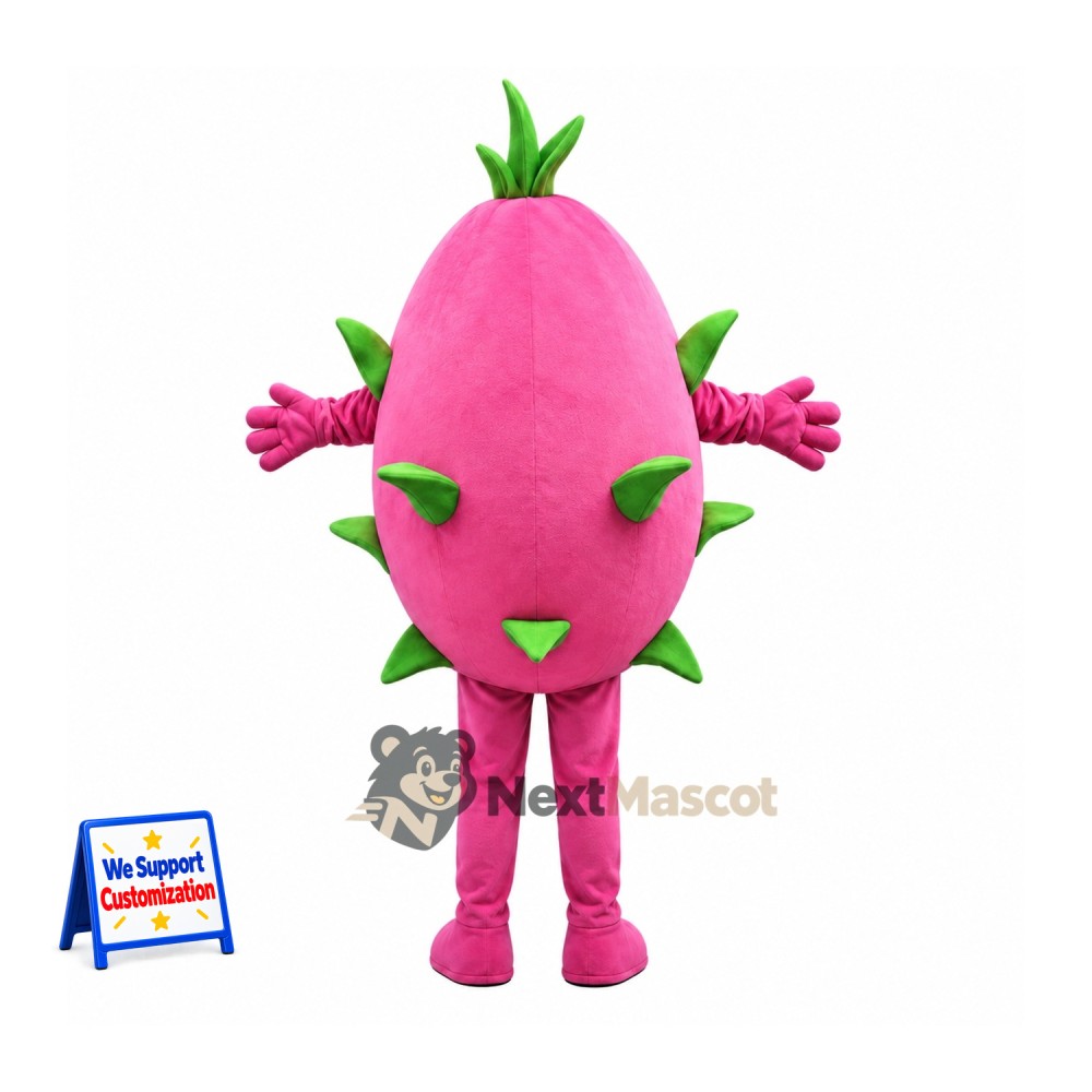 Dragon Fruit Mascot Costume - Pink, Small Smile Dragon Fruit Mascot Costume - Pink, Small Smile