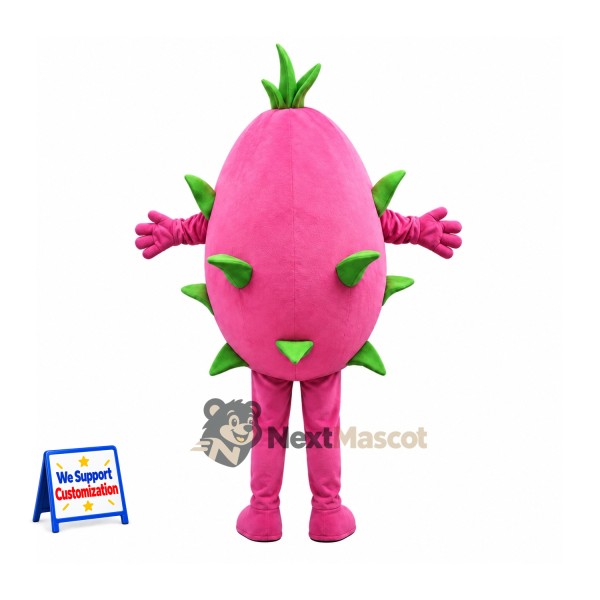 Dragon Fruit Mascot Costume - Pink, Small Smile Dragon Fruit Mascot Costume - Pink, Small Smile