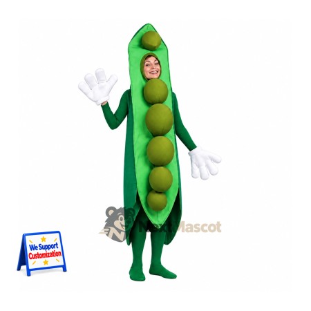 Pea Pod Mascot Costume - Open Face Pea Pod Mascot Costume - Open Face