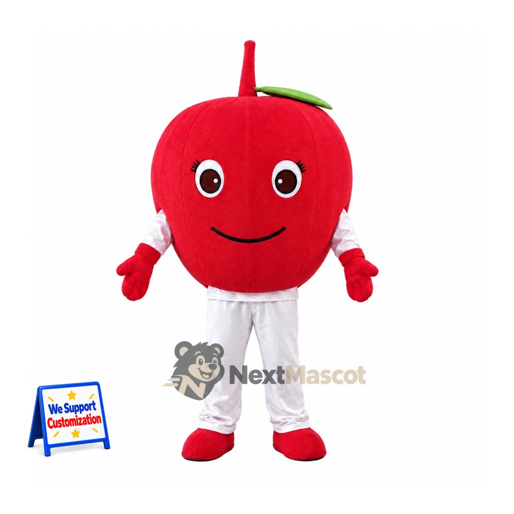 Apple Mascot Costume - Red, White Pants and Red Stem Apple Mascot Costume - Red, White Pants and Red Stem