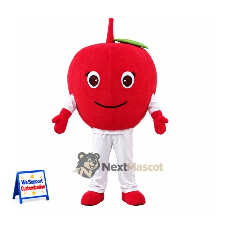 Apple Mascot Costume - Red, White Pants and Red Stem Apple Mascot Costume - Red, White Pants and Red Stem