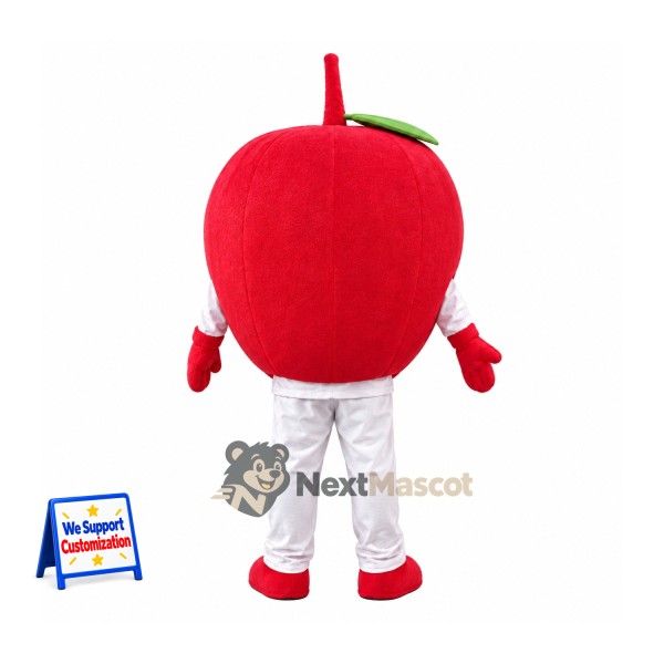 Apple Mascot Costume - Red, White Pants and Red Stem