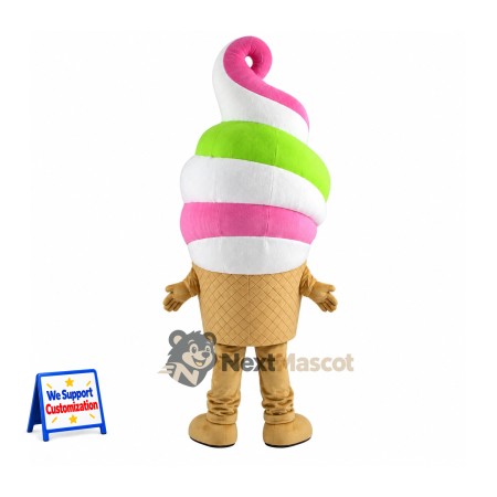 Ice Cream Cone Mascot Costume - Rainbow, Smiling Face Ice Cream Cone Mascot Costume - Rainbow, Smiling Face