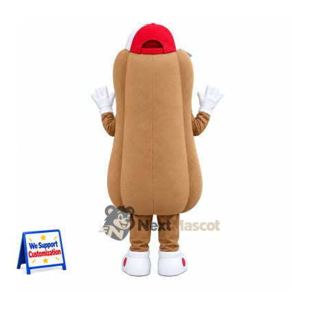 Hot Dog Mascot Costume - Red Cap and White Shoes for Food Festivals Hot Dog Mascot Costume - Red Cap and White Shoes for Food Festivals
