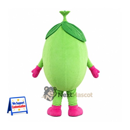 Melon Mascot Costume - Green, Pink Gloves and Shoes for Restaurant Events Melon Mascot Costume - Green, Pink Gloves and Shoes for Restaurant Events