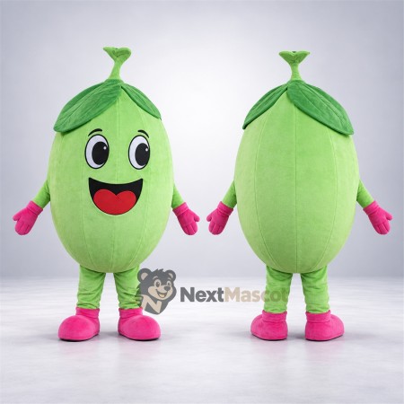 Melon Mascot Costume - Green, Pink Gloves and Shoes for Restaurant Events Melon Mascot Costume - Green, Pink Gloves and Shoes for Restaurant Events