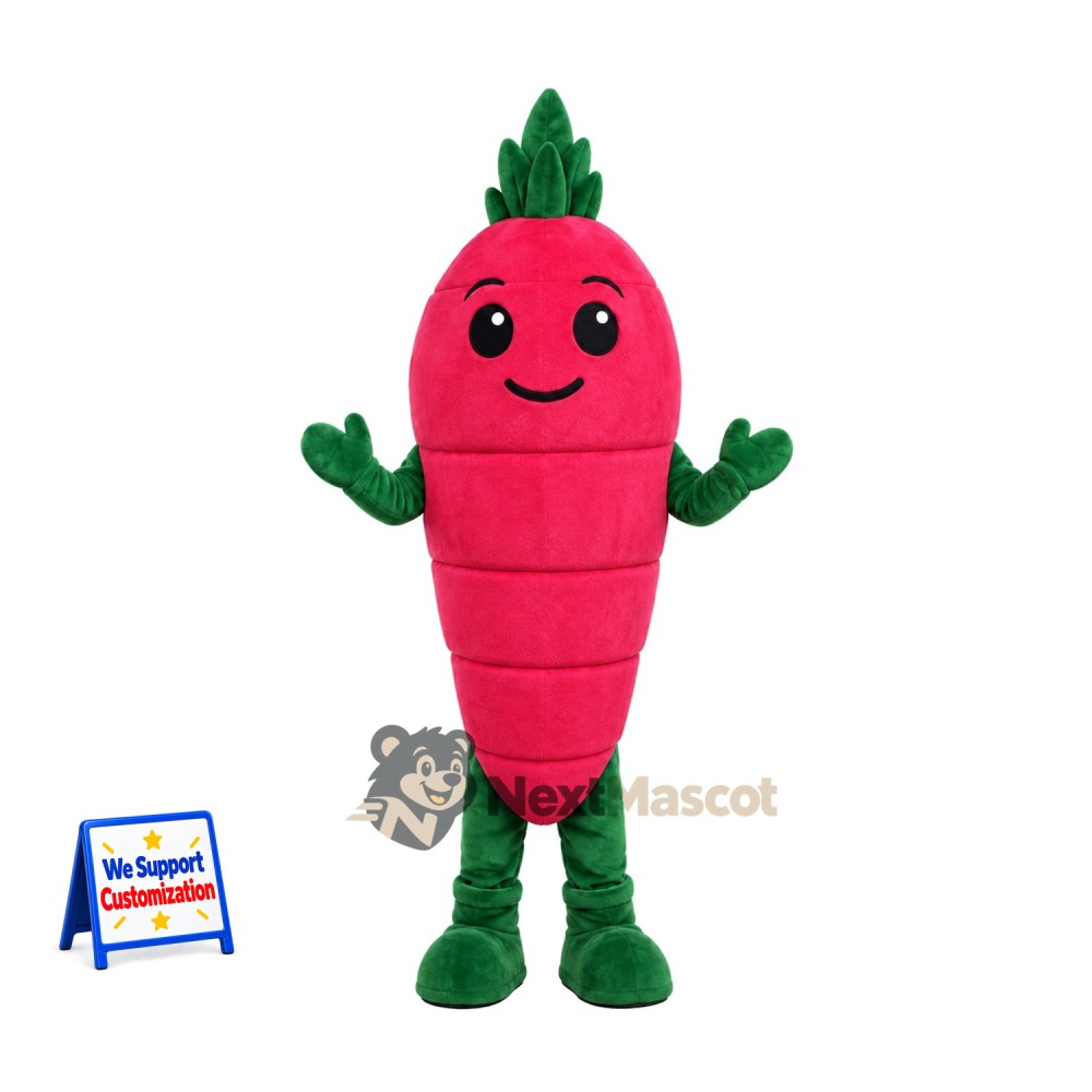 Radish Mascot Costume - Red, Green Gloves and Boots Radish Mascot Costume - Red, Green Gloves and Boots
