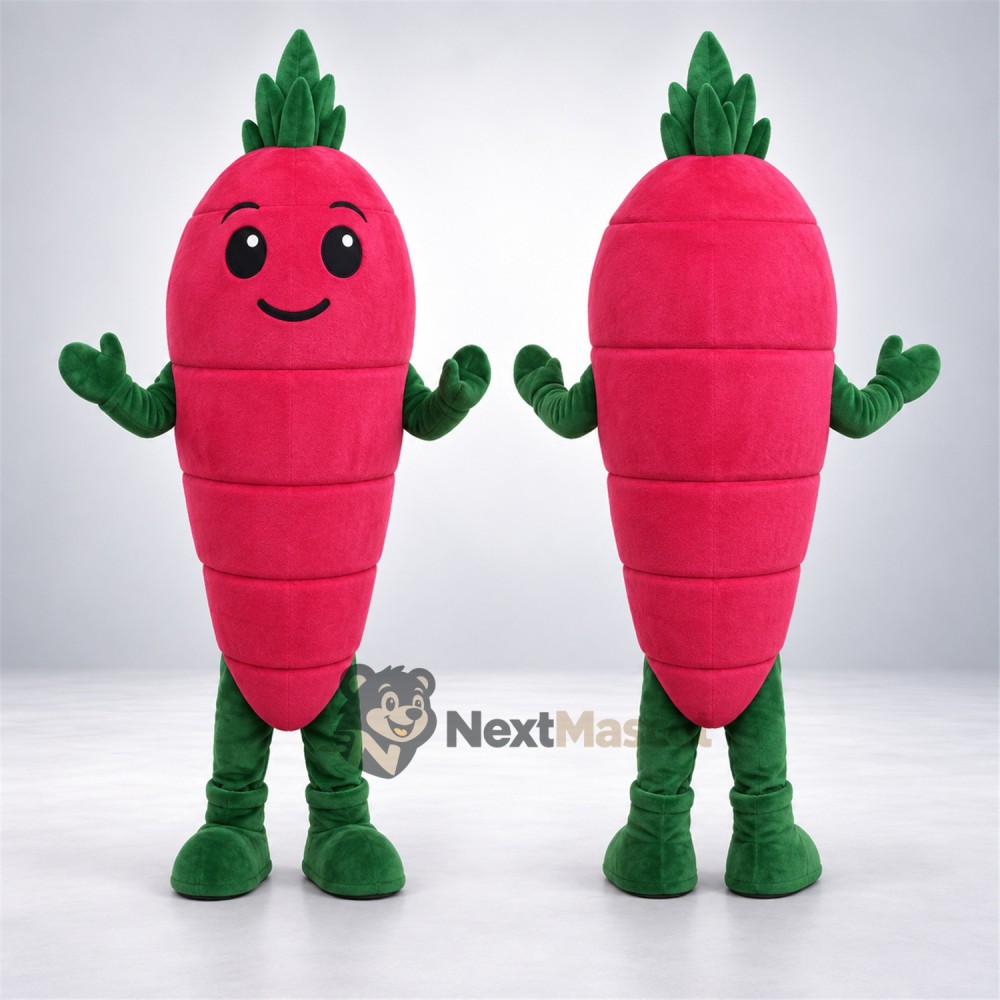 Radish Mascot Costume - Red, Green Gloves and Boots Radish Mascot Costume - Red, Green Gloves and Boots